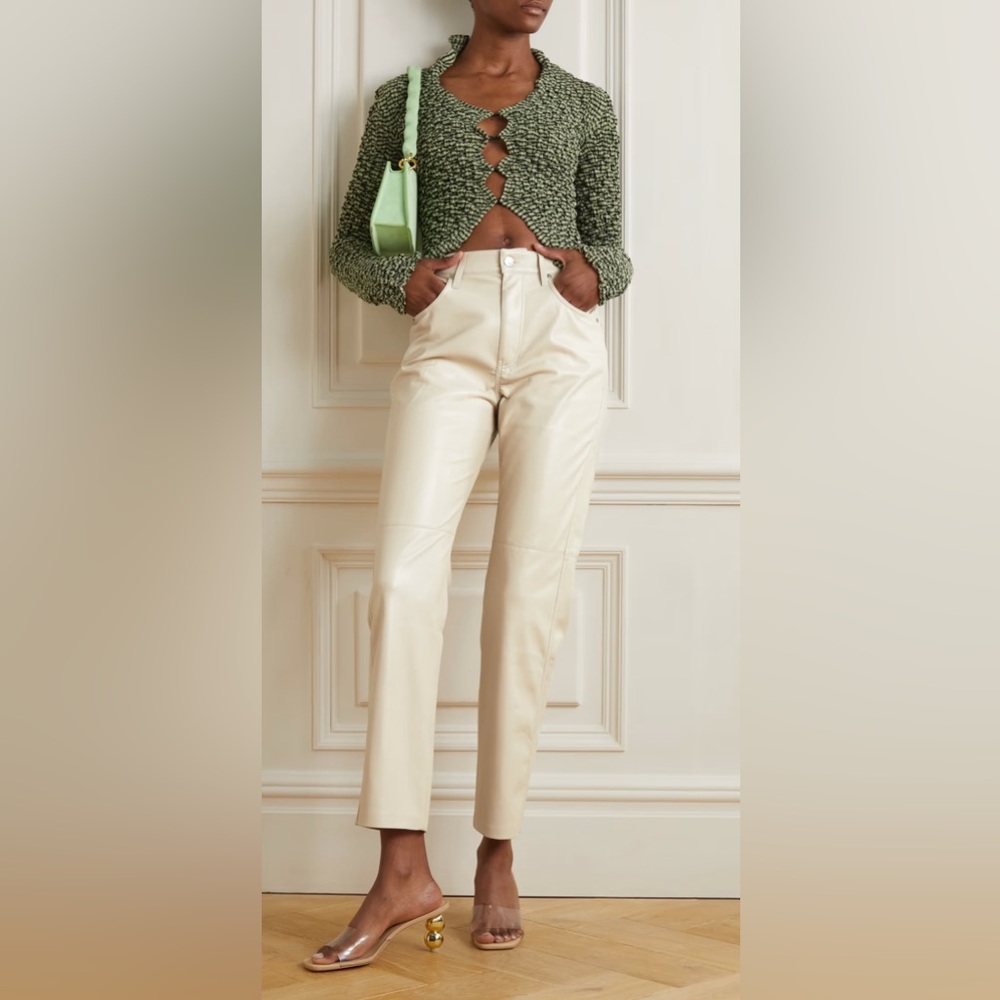 Nanushka Vinni cropped vegan leather straight-leg pants